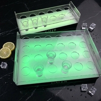 Plateau à verres à shot lumineux LED en acrylique avec logo personnalisé, rechargeable, support de verres à shot lumineux coloré, support de verres à shot