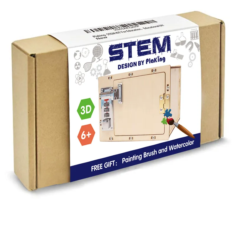 3D Houten Ambachten Creatieve Mechanische Code Doos Model Materiaal Diy Kinderen Hand Puzzel Speelgoed Elektrische Educatief Speelgoed Leeftijden 8