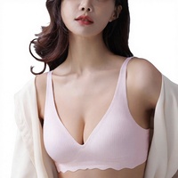 En stock Soutiens-gorge sexy pour femmes à décolleté plongeant en V, respirants, sans armatures, avec bandes en caoutchouc souple sans couture et maintien doux