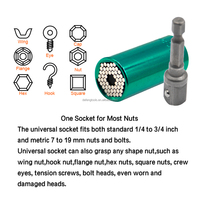 Jeu de clés à douilles universelles 7-19 mm, douille magique colorée avec adaptateur pour perceuse, outil manuel multifonctionnel pour perceuse électrique et à percussion