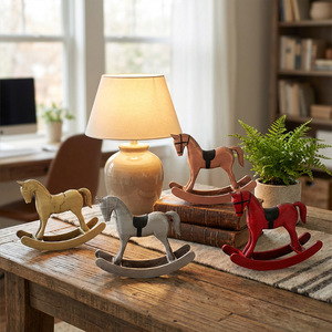 Cheval à bascule en bois, ornement de bureau, style rétro, décoration de la maison, cadeau pour le bureau ou le salon - Product Image 5