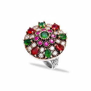 Ottoman Design Pear Shape Design <b>Garnet</b> with Ruby Stone Authentic <b>Rings</b> 925 Sterling <b>Silver</b> Jewelry <b>Ring</b> - Product Image 2