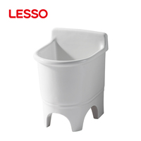 LESSO Lavabo sur pied en céramique moderne pour hôtels, idéal pour salle de bain rectangulaire, lavabo de buanderie et bac à serpillière