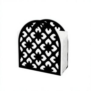 Porte-serviettes à fleurs en métal noir mat Porte-mouchoirs élégant pour la maison Cuisine Hôtel Restaurant & Décoration de table de mariage - Product Image 1