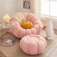 Canapé une place en forme de fleur avec revêtement en tissu, design moderne, garni d'éponge, pour salon, petit appartement, villa