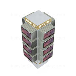 Support de présentation rotatif à 4 faces en métal pour cosmétiques avec crochets 360 °   Étagère au sol pour les trousses de maquillage et les produits de soin de la peau - Product Image 5