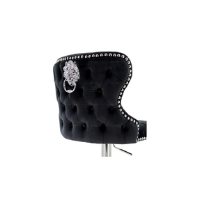 <span class=keywords><strong>Chaise</strong></span> haute rembourrée moderne en tissu de velours <span class=keywords><strong>noir</strong></span> avec boucle de traction complète dossier de tabouret <span class=keywords><strong>chaise</strong></span> haute réglable avec base de couleur argent - Product Image 2