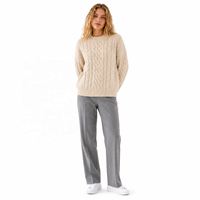 Pull-over en maille torsadée à col rond pour femme, coupe ample, manches longues, idéal pour l'automne et l'hiver – Vente en gros, personnalisable (ODM)