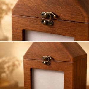 Handgemaakte ecologische luxe <span class=keywords><strong>urn</strong></span> van dennenhout met fotolijst voor hondencrematieas, moderne stijl - Product Image 4