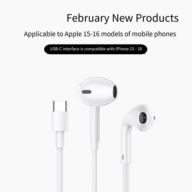In-Ear White USB C Wired Earphone Type C Earbuds USB C Wired Headphone Headset for IPhone17 16 15 Pro Max