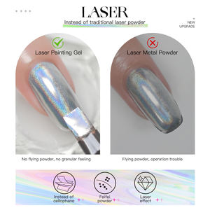 Cat kuku Gel metalik Laser Super 5g, cat kuku efek cermin holografik krom, hologram 5ml, cat kuku, lukisan metalik - Product Image 5