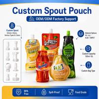Sac en plastique personnalisé en forme de bouteille pour jus, emballage de boissons et d'eau, en PET/PE, avec bec verseur