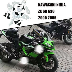 Personnalisation sur mesure - Kit de carénage ABS blanc non peint compatible avec <span class=keywords><strong>Kawasaki</strong></span> <span class=keywords><strong>Ninja</strong></span> <span class=keywords><strong>ZX6R</strong></span> 636 2005 <span class=keywords><strong>2006</strong></span> 05 06 Carrosserie de moto - Product Image 3
