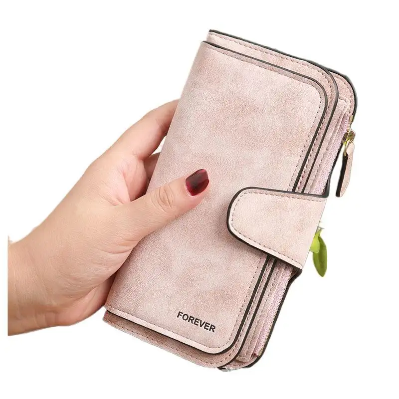 New women's purse frosted coin purse PU leather clutch bag Multi-purpose long wallet multi-card card bag