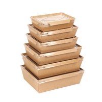 Fabrieksgemaakte wegwerp voedselverpakking van kraftpapier met transparant venster, biologisch afbreekbaar, voor salade, fruit en lunch, met aangepaste logo's.