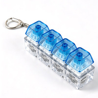 Porte-clés anti-stress 4 touches en plastique transparent couleur unie, breloque de sac, jouet anti-stress pour 14 ans et plus, unisexe, vente en gros