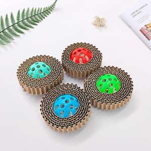 Mainan bola cakar kucing interaktif, jalur kertas bergelombang tahan lama + bola bel bel bel, ramah cakar, tahan gigitan - Product Image 1