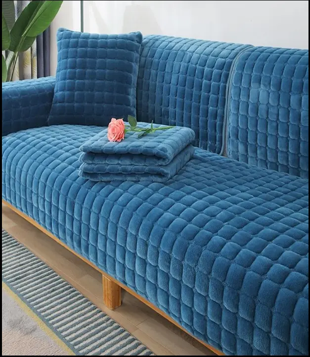 Flanela espessada sofá almofada antiderrapante simples moderno pano areia cabelo toalha tampa