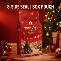 Sachet d'emballage pour grains de café, recyclable, de qualité alimentaire, à huit soudures latérales, pour coffrets cadeaux de Noël et de fêtes