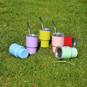 3oz 304 Stainless Steel Mini Shot Glass with Straw <b>Double</b> <b>Wall</b> Vacuum Insulated Travel Coffee Mug - Product Image 4