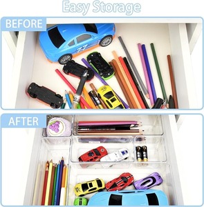 <b>Clear</b> Acrylic Drawer Organizer Set Stackable Non Slip <b>Storage</b> Trays Transparent Sundries <b>Containers</b> for Kitchen Bathroom Bedroom - Product Image 2