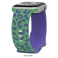Kompatibel untuk Tali Jam Tangan Silikon Dua Warna Motif Macan Tutul dengan Gesper Kupu-Kupu, Gesper Bentuk 8, Ukiran Laser 3D Motif Bunga