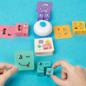 Nouveau modèle 2026 : <span class=keywords><strong>Cube</strong></span> à visages changeants avec cloche – Jeu de combat 2 à 4 joueurs – Jeu de correspondance de blocs - Product Image 4