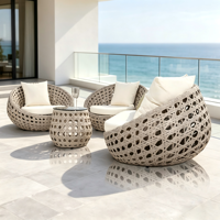 Nordischer Stil Ei-förmiges Garten-Halbrundsofa für Draußen Metallrahmen Garten Outdoor Oval Synthetisches Rattan Stuhl-Sofa-Set
