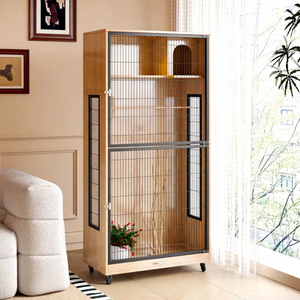 Jaula de Cría para Aves de Madera Sólida de Alta Gama con Vidrio Templado Transparente, Jaula de Lujo Resistente para Loros con Nido - Product Image 2