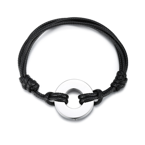 Hitam nilon lilin katun lingkaran jimat urn abu pria gelang kremasi perhiasan kenang-kenangan untuk pria - Product Image 1