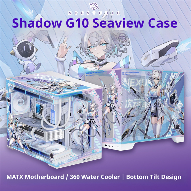 NPC G10 CPU Casing MATX Vertical Aluminum Alloy Gaming Desktop Case Full Tower Glass Window Customizable Computer Towers