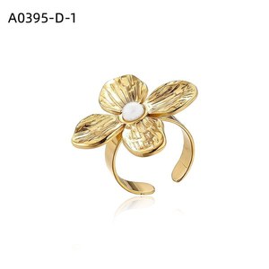 Anillo de Moda Amy Amy, Chapado en Oro, Forma de Flor, con Piedra Natural, Anillo de Cóctel para Mujer, Uso Diario, Regalo, Joyería - Product Image 1