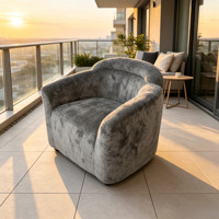 Fauteuil simple en tissu texturé gris, mousse haute densité, fauteuil d'appoint pour villa, café, gîte, usage commercial – Vente directe usine