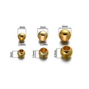 Copper Plated Gold Plated Round <b>Beads</b> 4 5 6mm <b>Large</b> Hole Spacers For DIY Jewelry Making Bracelets Necklaces Accessories - Product Image 2
