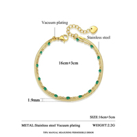 Bracelet tendance en acier inoxydable étanche plaqué or 18 carats, double couche, maille chevrons plate, pour femme, vente en gros