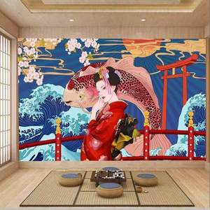 Papier peint japonais haute définition, motif vague Ukiyo-e, murale 3D pour Izakayas, restaurants de <span class=keywords><strong>cuisine</strong></span> japonaise <span class=keywords><strong>et</strong></span> de sushis - Product Image 4