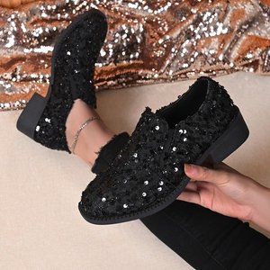 Chaussures décontractées à talon carré grande taille pour femme, prix avantageux, confortables, respirantes, tendance printemps-automne, à paillettes, résistantes à l'usure - Product Image 1