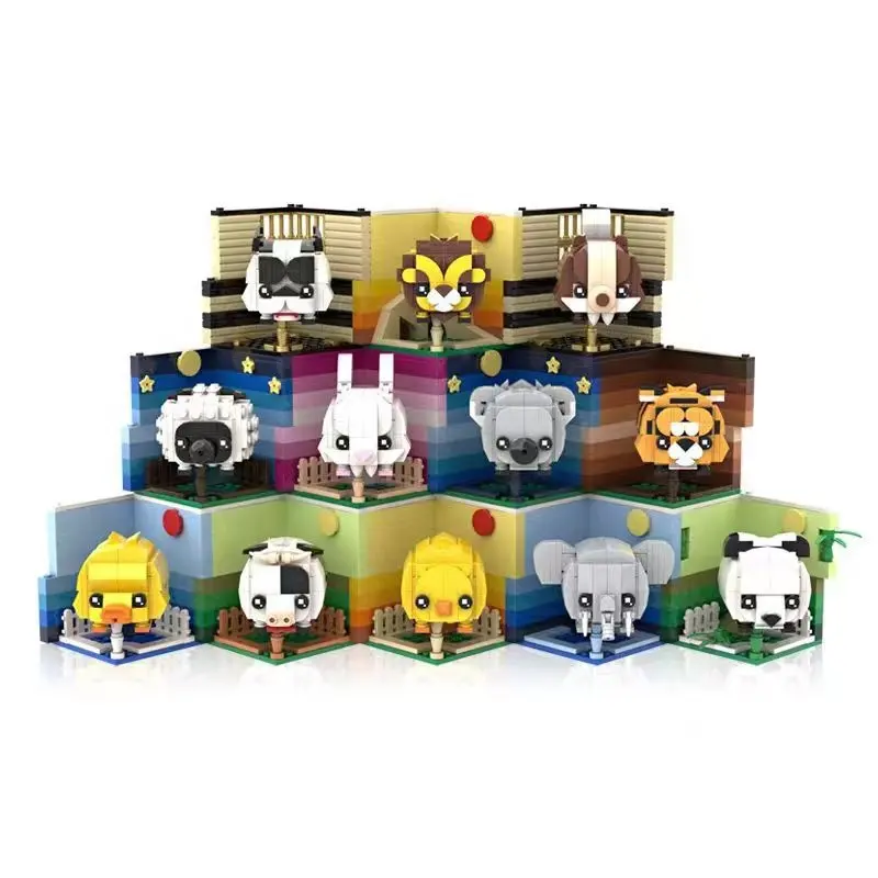 Educational Stack Toys Cartoon mini animals Building Block Sets Newly Designed with 2*2 restricted magic cube DIY display toys