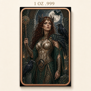Barre de cuivre fin 0,999 Raven Queen 1 oz - <span class=keywords><strong>Lingot</strong></span> de <span class=keywords><strong>d</strong></span>éesse celtique de collection - <span class=keywords><strong>Lingot</strong></span> <span class=keywords><strong>d</strong></span>'art fantaisie Tarot pour cadeau et <span class=keywords><strong>d</strong></span>écoration - Product Image 2