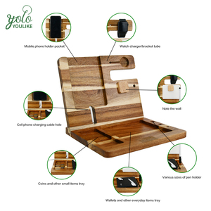 Youlike <b>Phone</b> <b>Holder</b> Docking Station Acacia Wood Office Accessories Organizer <b>Desk</b> for Home Office - Product Image 2