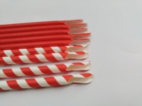 8x200mm Durable Bande Rouge Biodégradable Smoothie Bulle Thé Cuillère Tête Papier Paille