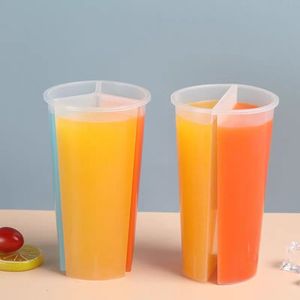 Vaso de Plástico Desechable de Doble Pared para Café y Té <span class=keywords><strong>con</strong></span> Leche 2 en 1, Vaso de Doble Color para Bebidas <span class=keywords><strong>con</strong></span> Tapa, Ideal para Llevar - Product Image 6