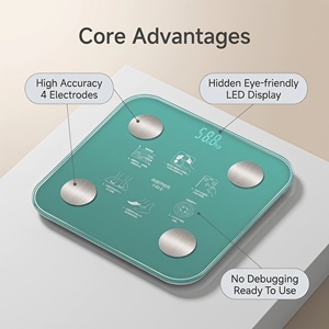 Balance connectée intelligente BIA en verre trempé de 4 mm <span class=keywords><strong>avec</strong></span> écran LCD 62x25mm, 8 utilisateurs, 2 piles AAA, mesure du poids, de la masse grasse, musculaire, d'eau et de masse osseuse, capacité 180 kg - Product Image 6