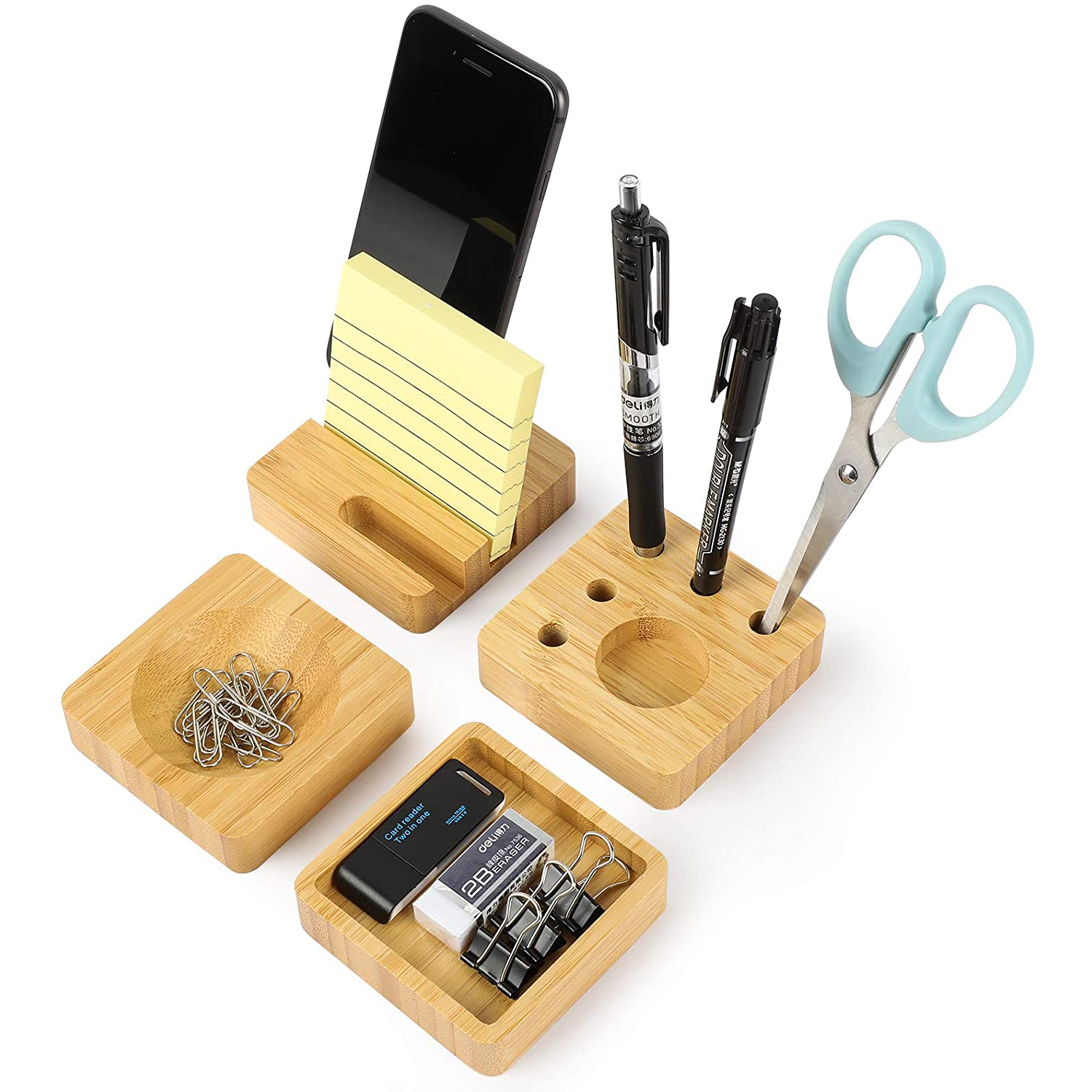 Бамбуковый Настольный органайзер для ручек и зажимов, 4 шт.