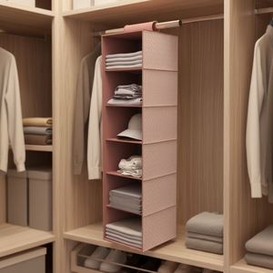 Hanging Sweater Organizer for Closet Wardrobe Household Folding 6 Compartments Non-woven Fabric for Clothes - Product Image 1