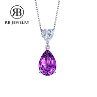 Collier avec pendentif en améthyste naturelle en forme de goutte d'eau pour femme - Cadeau d'anniversaire et de fête