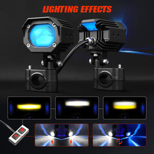 Feux auxiliaires de <span class=keywords><strong>moto</strong></span> à double couleur, faisceau haut et bas, avec lumière antibrouillard LED d'ambiance pour <span class=keywords><strong>moto</strong></span> - Product Image 4