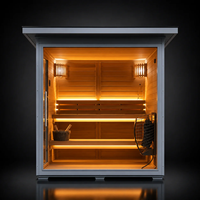 Desain Baru Sauna Kubus Tradisional untuk Luar Ruangan dari Kayu Karbonisasi dengan Panel Kontrol Wifi dan Kompor