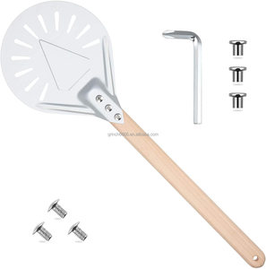 2025 Aluminium 9-Zoll perforierte Dreh <span class=keywords><strong>pizza</strong></span> Peel Holzgriff Einfache Lagerung Gourmet Luxus <span class=keywords><strong>Pizza</strong></span> Paddel zum Backen von <span class=keywords><strong>Pizza</strong></span> Brot - Product Image 2
