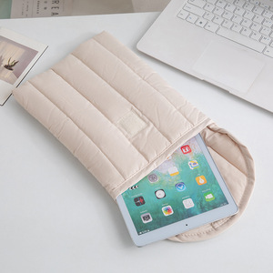 Trường hợp máy tính xách tay cho phụ nữ không gian màu rắn cotton chống sốc mang Bìa Puffy chần máy tính lót túi máy tính bảng Túi - Product Image 2